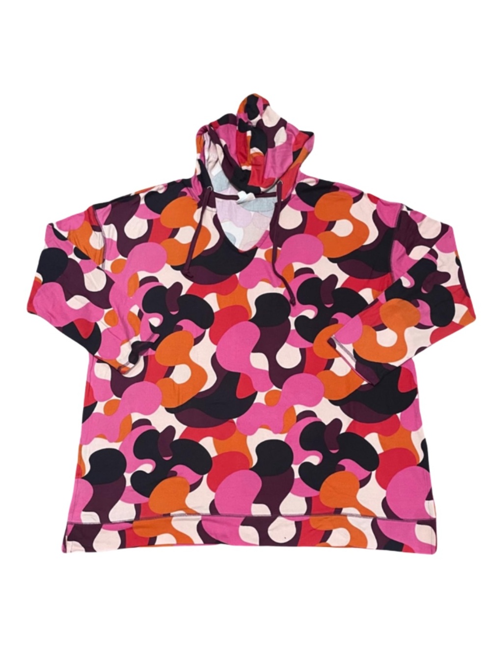 LuLaRoe Eliza Pink, Orange & Black Abstract Pattern Hoodie